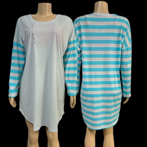Victoria’s Secret Angel Sleep tee long sleeve sleepshirt pajama blue - Picture 1 of 9